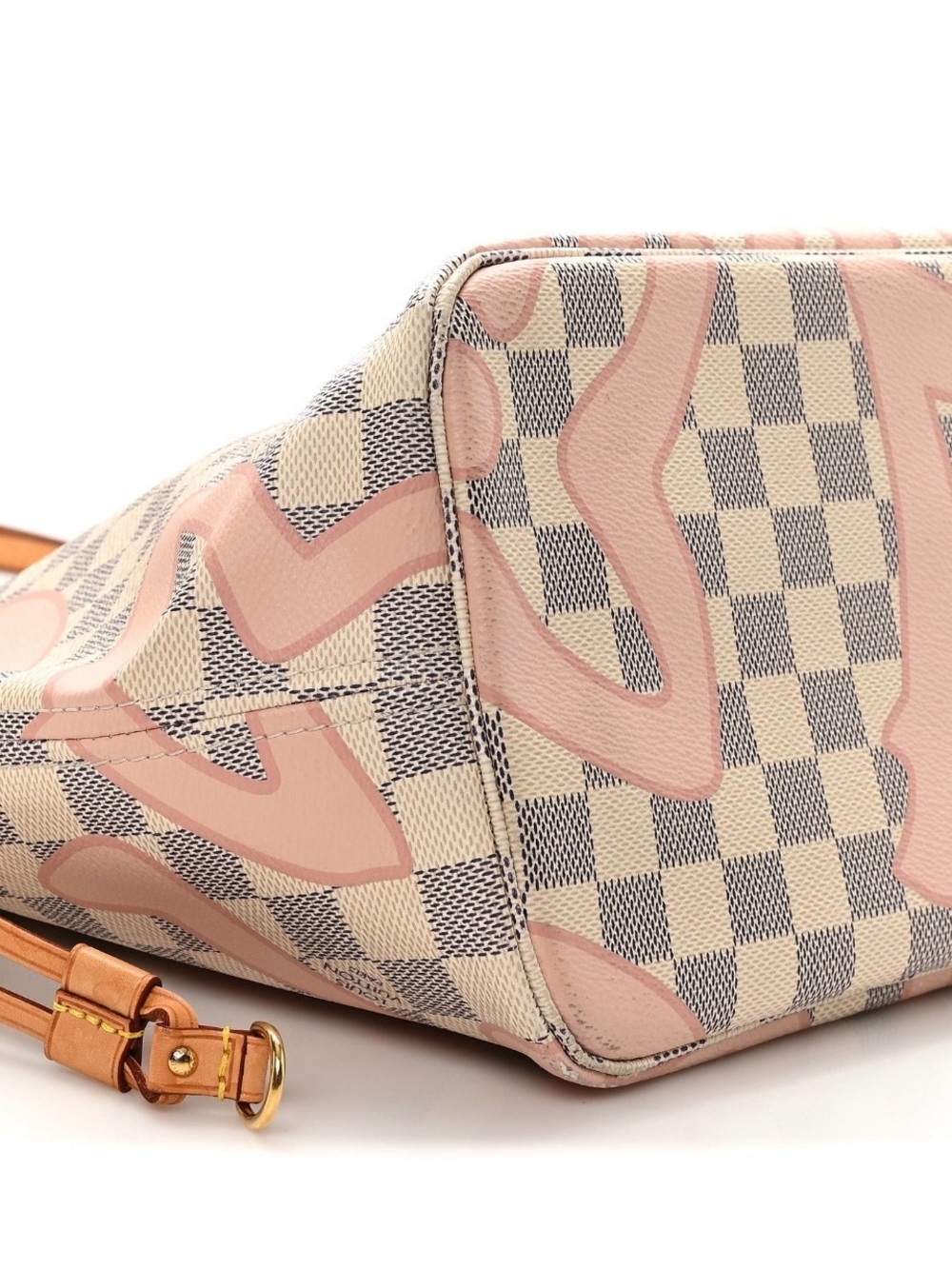 Louis Vuitton Pink & Cream Damier Azur Graffiti Neverfull Tote - Picture 9 of 11